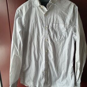 Banana Republic White Patterned Button Down Shirt